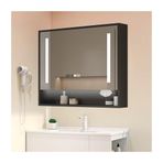 Ayarlanabilir Üç Renkli Işıklar ile Modern Duvara Monte Ayna İlaç Dolabı Buğu Önleyici Özellik Banyo Vanity Şık Siyah Tasarım için 60 cm (23,6 inç)