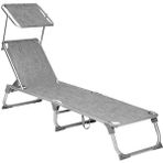 Ayarlanabilir ve Katlanabilir Gölgelikli Şezlong, 55X193X31 Cm, Gri Kırçıllı,