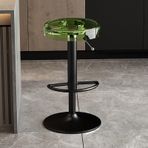 Ayarlanabilir Yeşil Akrilik Bar Tabureleri Sayaç Yüksekliği Döner Bar Sandalyeleri Modern Mutfak Tezgah Oturma Siyah Kaldırma Çubuklu Şık Barstools Ev ve Ticari Kullanım için Mükemmel
