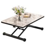 Ayarlanabilir Yükseklik Kaldırma Üst Sehpa - Ahşap Üst ve Metal Ayaklar - Küçük Alanlar için Dönüştürülebilir Katlanır Yemek Masası - Modern Tasarım (90 * 60 * 10 cm)