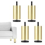 Ayarlanabilir Yuvarlak Metal Koltuk Ayakları Alüminyum Alaşımlı Mobilya Yedek Ayakları 10/20/30 cm Kendin Yap Sehpa Komidin 4'lü Set Altın Kaplama - 25 cm/9,8 inç