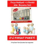 AyasEğiticiOyuncak 3 Yaş Üzeri 2 Paket 12 Figürlü Boyalı Fırçalı Dekoratif Peg Aile Boyama Seti