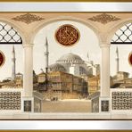 Ayasofya Allah Muhammed Motifli Kanvas Tablo DBSANAT13994