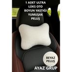 AYAZGRUP Beyaz Peluş Oto Boyun Yastığı 1 Adet-Konforlu-Rahat & Şık