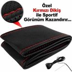 Ayazgurup Mercedes - Benz 190 Dikmeli Direksiyon Kılıfı Noktalı Siyah (Kırmızı Dikişli)