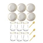 AYBABA STORE 18 Parça Sedef Altın Yaldızlı Çay Bardağı Seti 6 Kişilik Gold 8698563533586aybabastore