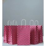 Aybaş Kağıtçılık 1.kalite 18X24 cm ( 10 Adet ) Pembe Renk Beyaz Benekli Kraft Kağıt Çanta,hediye Poşeti,hediye Paketi