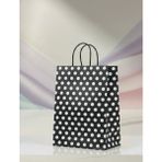aybaş kağıtçılık 1.Kalite 18x24 Cm (10 Adet) Siyah Renk Beyaz Benekli Kraft Kağıt Çanta,Hediye Poşeti,Hediye Paketi