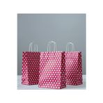 Aybaş Kağıtçılık 1.kalite 18X24 cm ( 15 Adet ) Pembe Renk Beyaz Benekli Kraft Kağıt Çanta,hediye Poşeti,hediye Paketi