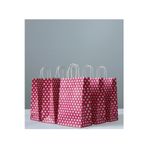 Aybaş Kağıtçılık 1.kalite 18X24 cm ( 25 Adet ) Pembe Renk Beyaz Benekli Kraft Kağıt Çanta,hediye Poşeti,hediye Paketi