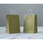 Aybaş Kağıtçılık 1.kalite 18X24 cm ( 5 Adet ) Gold Renk Beyaz Benekli Kraft Kağıt Çanta,hediye Poşeti,hediye Paketi - 18 x 24 cm
