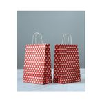 Aybaş Kağıtçılık 1.Kalite 18X24 Cm (5 Adet) Kırmızı Renk Beyaz Benekli Kraft Kağıt Çanta,Hediye Poşeti,Hediye Paketi