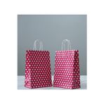 Aybaş Kağıtçılık 1.kalite 18X24 cm ( 5 Adet ) Pembe Renk Beyaz Benekli Kraft Kağıt Çanta,hediye Poşeti,hediye Paketi