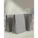 Aybaş Kağıtçılık 1.kalite 25X31 cm (10 Adet)Büyük Boy Siyah/beyaz Ekose Kraft Kağıt Çanta,hediye Poşeti,hediye Paketi