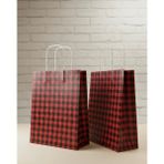 Aybaş Kağıtçılık 1.kalite 25X31 cm Büyük BOY(5ADET) Siyah/kırmızı Ekose Kraft Kağıt Çanta,hediye Poşeti,hediye Paketi - 5 Adet