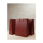 Aybaş Kağıtçılık 1.Kalite 25X31 Cm(15Adet)Büyük Boy Siyah/Kırmızı Ekose Kraft Kağıt Çanta,Hediye Poşeti,Hediye Paketi