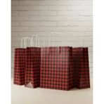 Aybaş Kağıtçılık 1.kalite 25X31CM Büyük BOY(20ADET) Siyah/kırmızı Ekose Kraft Kağıt Çanta,hediye Poşeti,hediye Paketi - 20 Adet