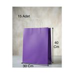 Aybaş Kağıtçılık 1.Kalite 30X40 Cm ( 15 Adet ) Büyük Boy Mor Renkli Kraft Kağıt Çanta, Hediye Paketi, Hediye Poşeti