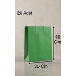 Aybaş Kağıtçılık 1.kalite 30X40 cm ( 20 Adet ) Büyük Boy Yeşil Renkli Kraft Kağıt Çanta, Hediye Paketi, Hediye Poşeti - 30 x 40 cm