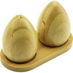 Aybastılı 2 PCS - YUMURTA MODELİ AHŞAP BAMBU TUZLUK - BAHARATLIK AHŞAP STANDLI (K246)