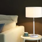 Ayben Modern Abajur, Beyaz Başlıklı, Beyaz Gümüş Detaylı