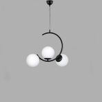 Ayben Üçlü Beyaz Camlı Siyah Kasalı Avize
