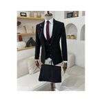 Ayber Men's Collection ERKEK YELEKLİ SPOR SLİM FİT TAKIM ELBİSE_SİYAH