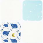 Aybi Baby 4’lü Bebek Ağız Mendili Seti – %100 Pamuk -Balinalı - 20 x 20 cm - Mavi - Yeşil