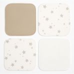 Aybi Baby 4’lü Bebek Ağız Mendili Seti – %100 Pamuk -Yıldızlı - 20 x 20 cm - Gri - Beyaz