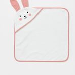 Aybi Baby Cute Rabbit Şapkalı Bebek Havlusu 75×80 cm %100 Pamuk -Pembe - 0 - 2 Yaş - Beyaz - Pembe