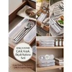 AY&ÇA Home 4'lü Çatal Kaşık Bıçak Saklama Kutusu - kaşık çatal bıçak
