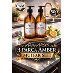 AY&ÇA HOME Cam Sıvı Sabunluk Seti – Bulaşık Deterjanı & Sıvı Sabun – Bambu Standlı Mutfak sabunluk