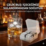 Aycer 4'lü Çelik Metal Kaplama Viski Taşı Soğutma Buz Küpü