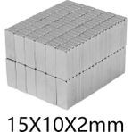 Aycer 5 Adet 15X10X1.5 mm Köşeli Neodyum Mıknatıs N35 Magnet Dayanıklı Nikel Kaplama ( Lisinya )