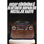 Aycer Nostaljik Görünümlü Ahşap Radyo Tf Sd USB Girişli LED Fener Işıklı - Lisinya