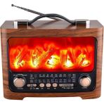Aycer Taşınabilir Şömine Efektli Bluetooth Hoparlör Fm Radyo LED Işıklı Müzik Çalar - Lisinya