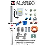 Aycı Mühendislik 4SDM4/14 1.5 Hp Alarko 20 mt Yassı Kablolu Panolu 40 mt Halatlı Çift Vanalı Akıtma Başlıklı Monofaze Takım Dalgıç Pompa