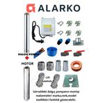 Aycı Mühendislik 4SDM6/8 1 Hp Alarko 15 mt Yassı Kablolu Panolu 30 mt Halatlı Çift Vanalı Akıtma Başlıklı Monofaze Takım Dalgıç Pompa