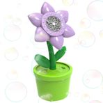 Ayçiçeği kabarcık üfleyici, kabarcık makinesi - Flower Pot Bubbles Maker müzik ve ışıklarla | 3 yaşından büyük çocuklar için taşınabilir açık hava makinesi, 2 şişe dahil