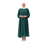 AYÇİN KADIN TESETTÜR KOLU PLİSELİ ABİYE ELBİSE Haki 48