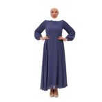 AYÇİN KADIN TESETTÜR KOLU PLİSELİ ABİYE ELBİSE mor 44