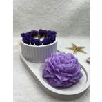 Ayd 3 Lü Mum&biblo Gerçek Statis Çiçeği Şakayık Doğal Soya Wax Ahşap Fitil Ananas Kokulu Mum&biblo