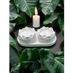 AYD LOTUS ÇİÇEK DEKORATİF MUMLUK & ŞAMDAN 3 LÜ SET DOĞAL TAŞ TOZU