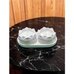 AYD Lotus Çiçek Sunup Tepsi Doğaş Taş Tozu %100 Soya Mum Dekoratif Süslük Takılık