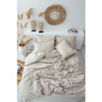 Ayda Battal Boy Nevresim Takımı %100 Organik Pamuk Dokuma Bej 240x220 Cm