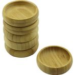 Ayder 6 ADET - YUVARLAK AHŞAP BAMBU ÇEREZLİK - LOKUMLUK KASE DERİNLİK: 1.7CM - ÇAP: 8.8CM (Timya/Go1395)