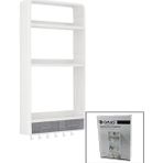 Ayder BEYAZ YAPIŞKANLI DUVAR ORGANİZERİ PLASTİK 3 RAF=14CM-19CM-30CM - 2 ÇEKMECE=40CM - 6 ASKI 19 PARÇA (T