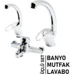 Ayder Timya 3LÜ SET BANYO - EVYE MUTFAK - LAVABO AÇ KAPA MİX BATARYA MUSLUK (Timya/Go1395) 202749