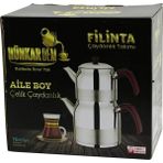 Ayder Timya FİLİNTA AİLE BOY ÇELİK ÇAYDANLIK SETİ ÇİFT KAPAKLI RENKLİ BAKALİT KULP ÜST DEMLİK: 1.5LT - ALT SULUK: 3LT KENDİNDEN SÜZGEÇLİ (Timya/Go1395) 199817