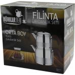 Ayder Timya Filinta Orta Boy Çelik Çaydanlık Seti Çift Kapaklı Renkli Bakalit Kulp Üst Demlik: 1.25LT - Alt Suluk: 2.25LT Kendinden Süzgeçli (TIMYA/GO1395) 199816